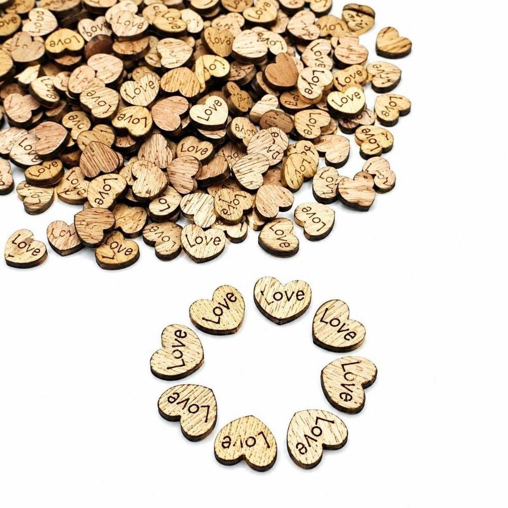 1000pcs DIY Craft Wooden Heart Confetti Natural Wood Natural Craft Wooden Heart For Party Supplies
