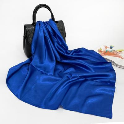 Fashionable New Versatile Headscarf Large Square Scarf Solid Color Scarf Women'S Simulated Silk Satin Scarf