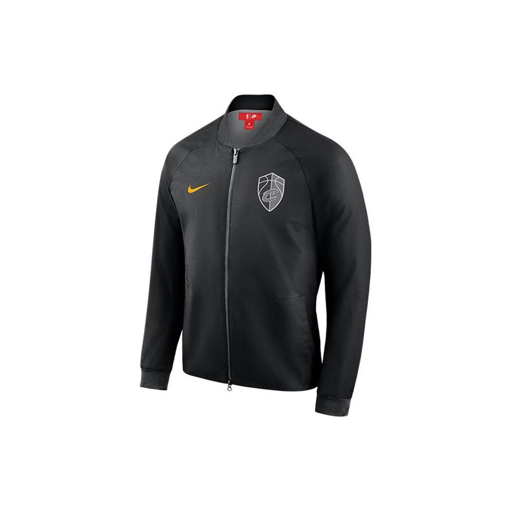 Nike Chaqueta cortavientos casual NBA Cavaliers con cuello alto para hombre, chaquetas negras 899136-010