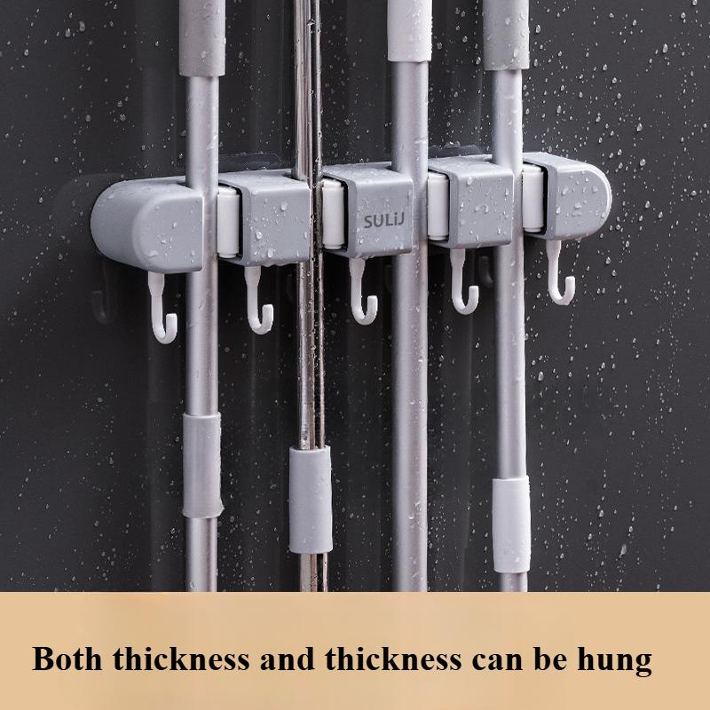1pc, Hook, Wall Mounted Mop Holder, Non Perforated Hook, Balcony, Bathroom, and Toilet Buckle Fixed Broom Storage Rack.