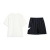 Li Ning Logo Print Round Neck Pullover Short Sleeve T-Shirt Fashion Simple Comfortable Versatile Shorts Casual Sports Set AHSV161-1+YKSV197-2