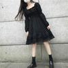 Frauen Spitze Rüschen Lolita Kleid Herbst Mädchen Langarm Mini Kleider