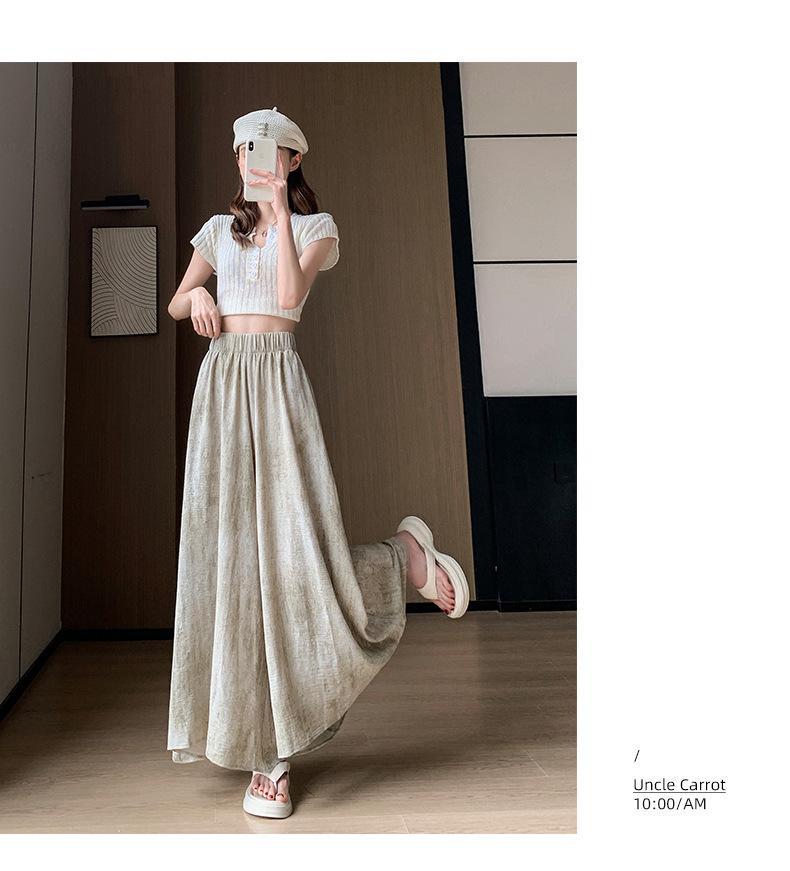 Summer 2025 Women's High-Waist Tie-Dye Ice Silk Wide-Leg Pants: Slim, Loose, and Casual.