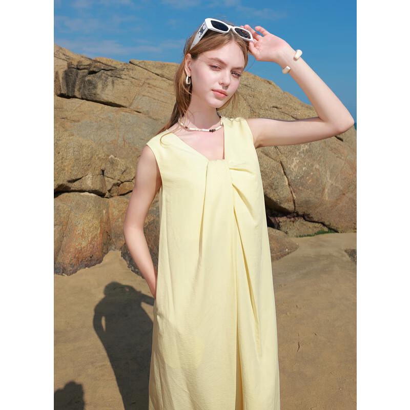 Sancai Letní maxi šaty bez rukávů s krouceným předním dílem