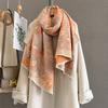 Autumn and Winter New Retro Flower Jacquard Scarf Women's Imitation Cashmere Temperament Warm Shawl with Neck Scarf