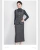 Women's Elegant Woolen Vest & Knit Base Layer with Back Slit Skirt Set