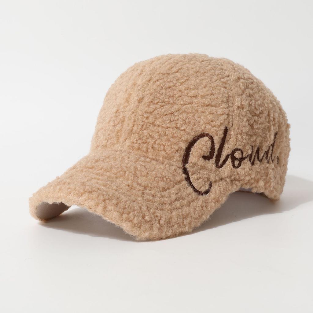 Lamb-Wool Baseball-Caps Adjustable,Teddy-Fleece Baseball Hat,Winter Hat Ponytail Hole for Women Outdoor Travel
