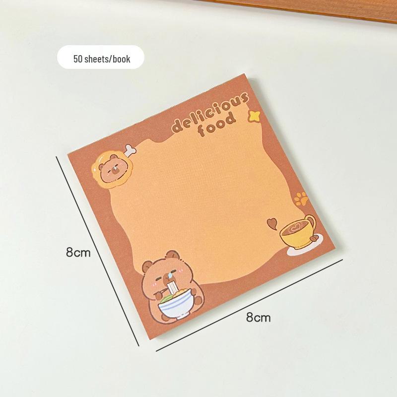 Guinea Pig Cartoon Tearable Sticky Notes - Cute, Non-Adhesive, Square Notebook for Students