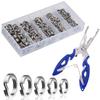201Pcs Fishing Split Ring Fishing Pliers With Plastic Box 5 Size Stainless Steel Fishing Tools For Saltwater Freshwater