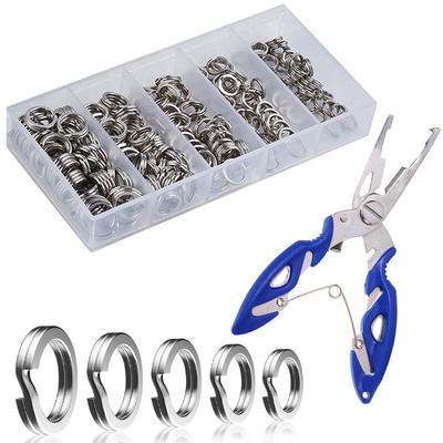 201Pcs Angeln Split Ring Angeln Zangen Mit Kunststoff Box 5 Größe Edelstahl Angeln Werkzeuge Für Salzwasser Süßwasser