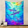 "Colorful Sharks In Vibrant Ocean Scene - Patterned Tapestry for Bedroom and Living Room Home Decor Sofas"