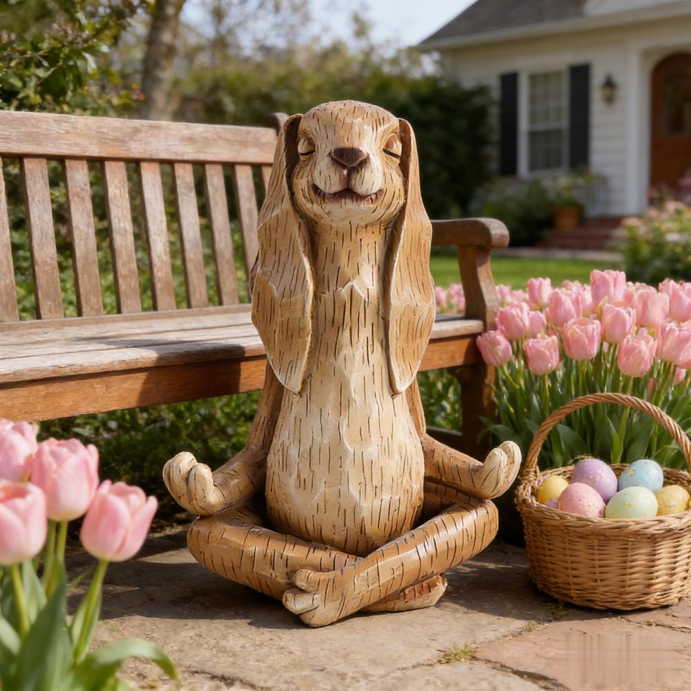 Fashionable garden meditation rabbit resin ornament, suitable for home decoration, outdoor decoration