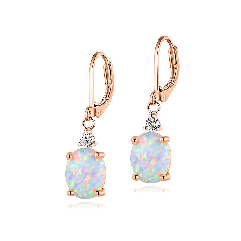 

Opal earrings, zircon opal, opal earrings, copper gold-plated, high-quality European and American jewelry Copper рожевий колір золота
