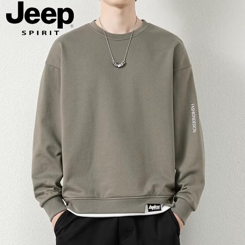 JEEP SPIRIT Men's Loose Fit Round Neck Sweatshirt