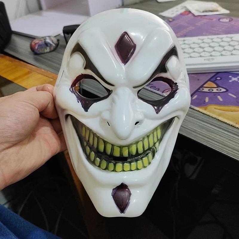 Nová maska Joker na celý obličej Vtipná maska s velkými zlatými zuby a usměvavým obličejem Cool chlapecká pokrývka hlavy Halloweenské cosplay rekvizity