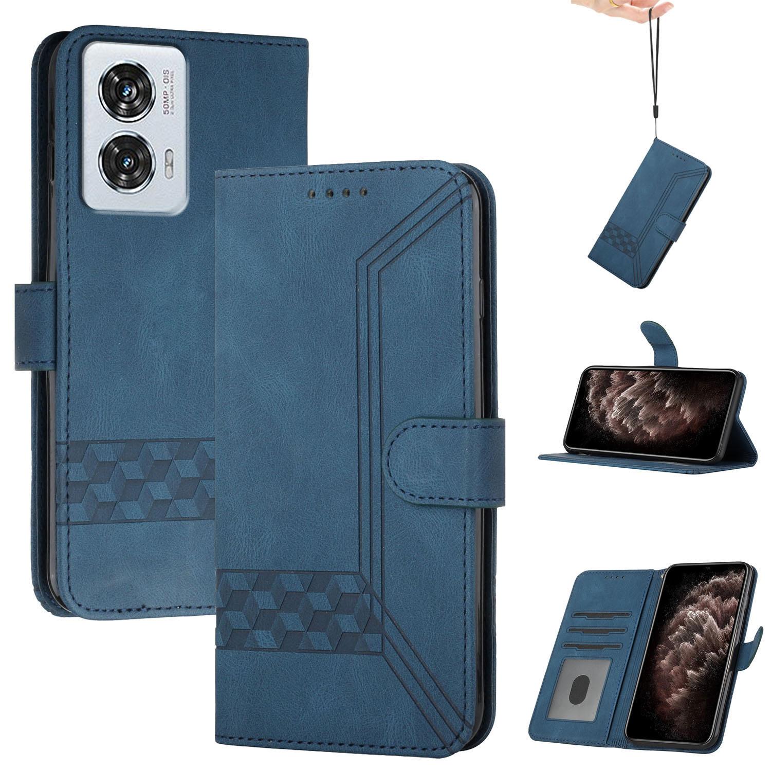 

YX0010 Series for Motorola Edge 50 Fusion 5G Case Skin-touch Phone Leather Cover Sapphire