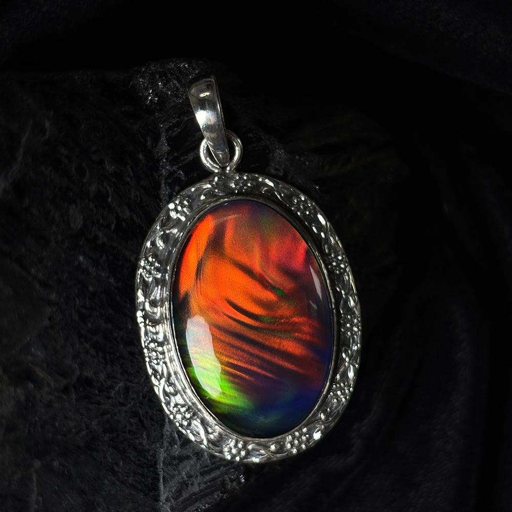 Natural Opal Pendant 50 ct Multicolor Oval Cut 925 Sterling Silver October Birthday Birthstone