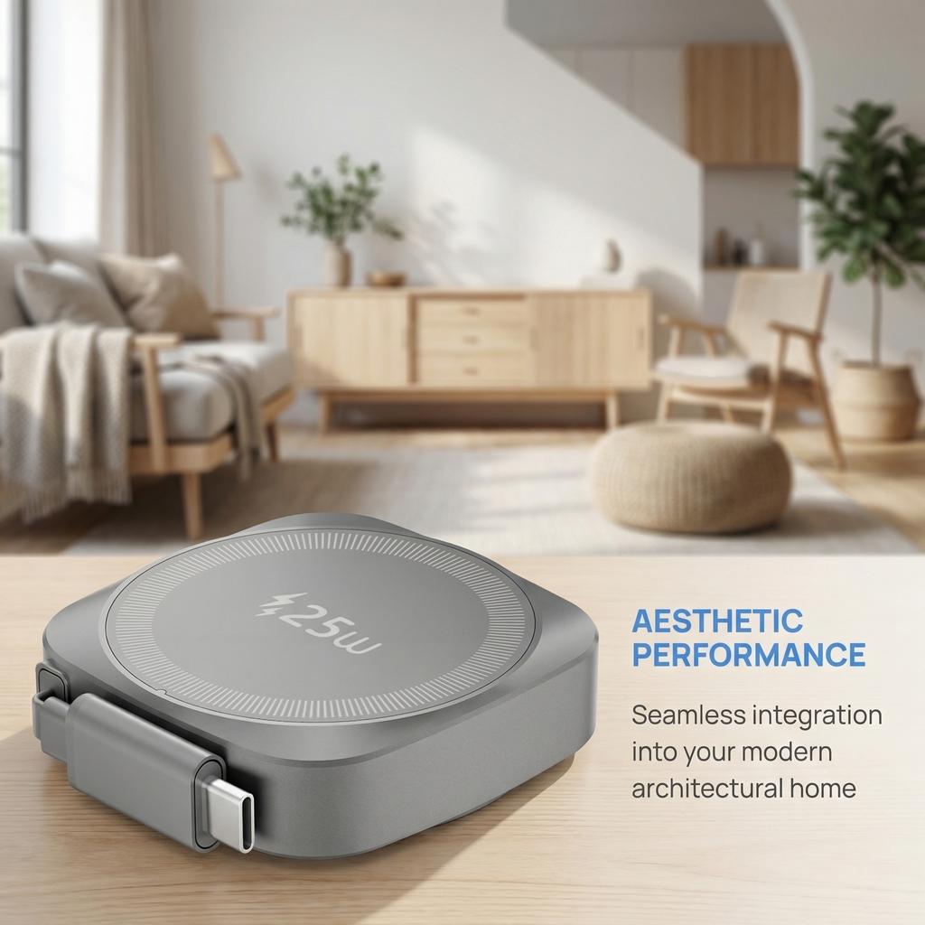 25W Taschen-Magnetischer Kabelloser Ladegerät für iPhone 16 /17 Typ-C Ladeadapter mit Einziehbarem Kabel CE RoHS FCC Zertifiziert