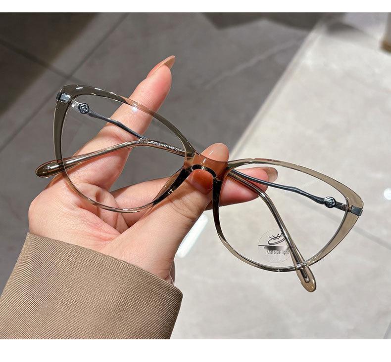 Elegant Women's Cat-Eye Butterfly Eyeglass Frame - Floral, Large, Slimming, Anti-Blue Light, Non-Prescription Glasses