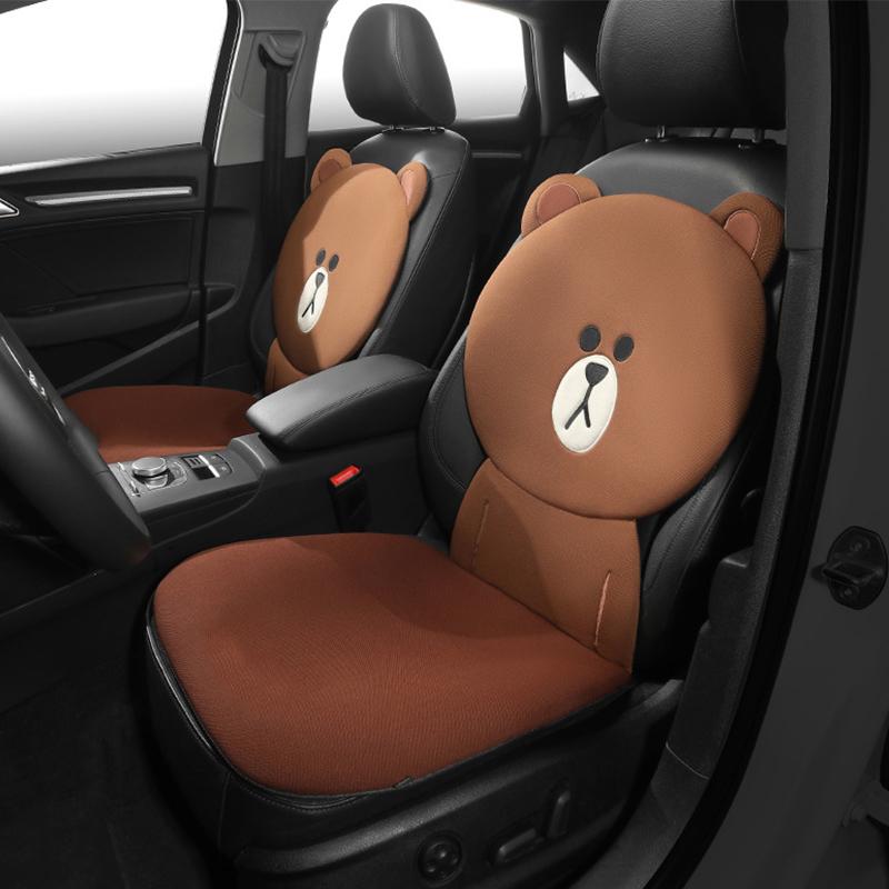 Car Cushion Breathable and Refreshing Cartoon Comfortable Car Seat Cushion for Car Brown Bear