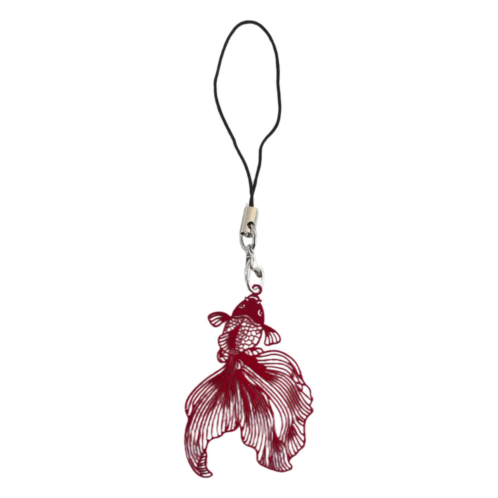 

Fashion Hollow Small Fish Charm Pendant Chain Phone Strap Pocket Keychain Strap Hanging Decoration for Keys Bag Purse