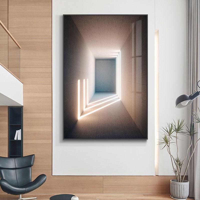 Nordic Building Corridor Picture Light and Shadow Painting On Canvas Posters Prints for Entrance Living Room Decor Wall Art