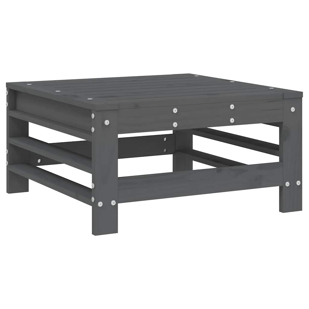 Garden Stool with Cushions 2 pcs Grey Solid Pine Wood