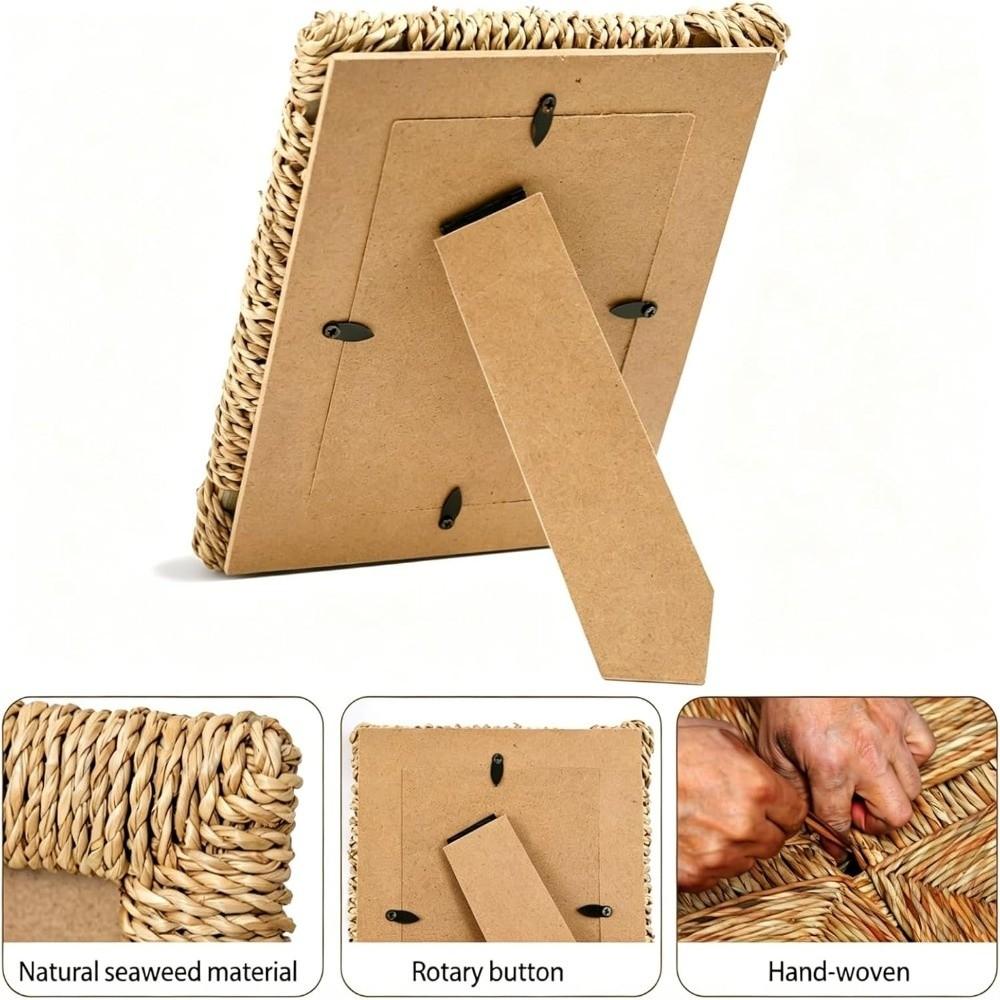 Cornice Portafoto in Rattan 4×6 / 5×7 pollici Cornice Portafoto Artigianale in Rattan Rustico Stile Boho Cornice Portafoto Naturale da Tavolo Decorazione per la Casa