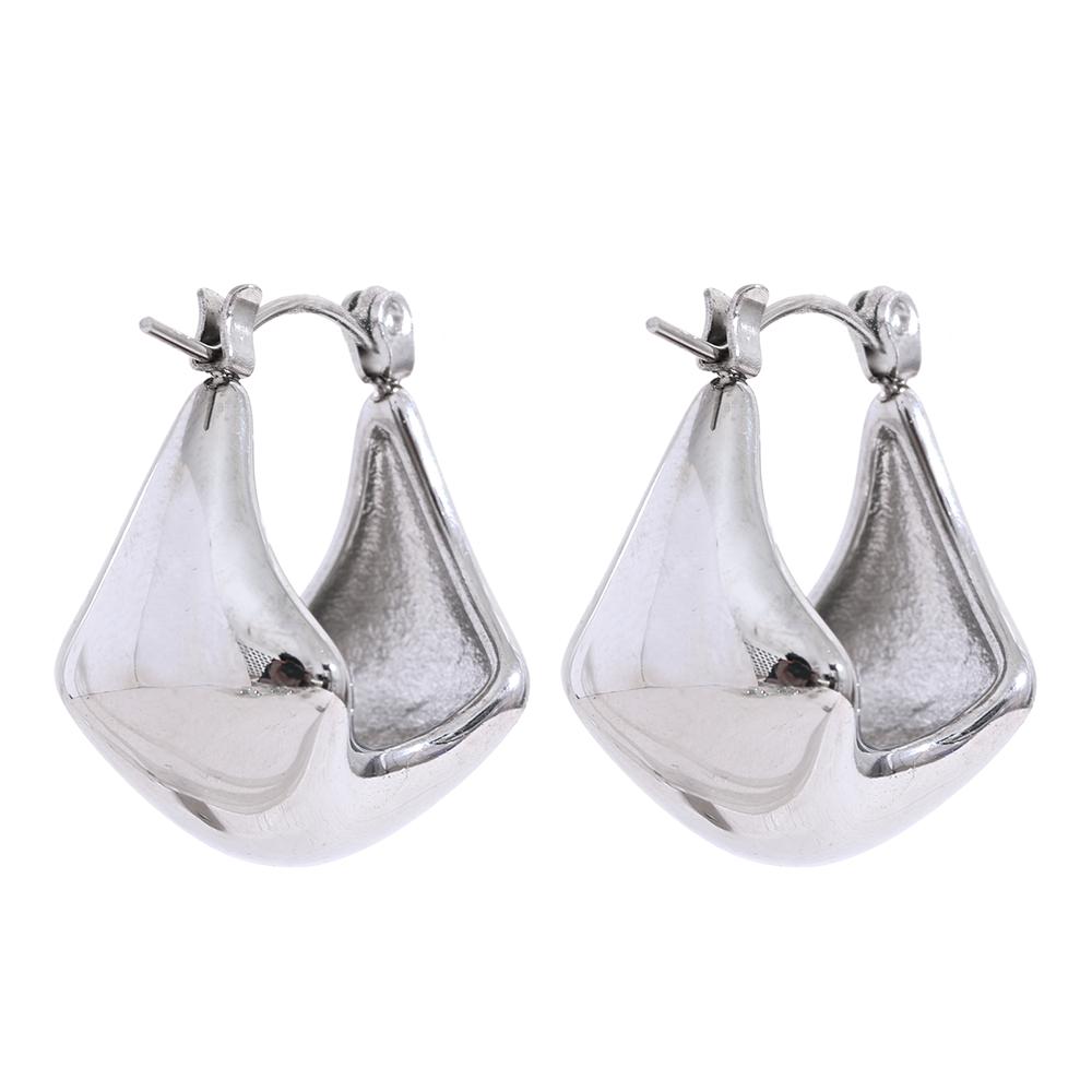 

Yhpup Waterproof Stainless Steel Half Empty Geometric Hoop Earrings Prevent Allergy Metal Attractive Statement Jewelry Gift