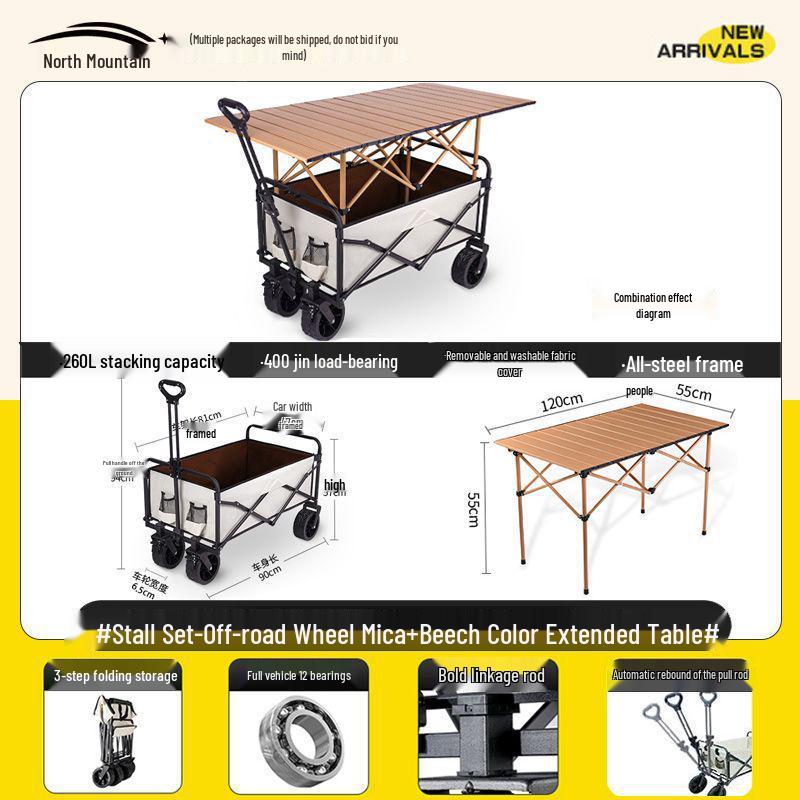 Faltbarer Outdoor-Camping-Handwagen und Picknick-Trolley