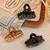 Rhinestones Leaf Shaped Hair Claw Small Size Crystal Wheat Shark Jaw Clamp For Strong Hold Bun Women Girls Daily Use Headwear