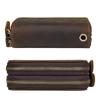 Double Zipper Crazy Horse Leather Retro Card Case First Layer Cowhide Coin Purse Car Key Keychain Holder with Hand Strap