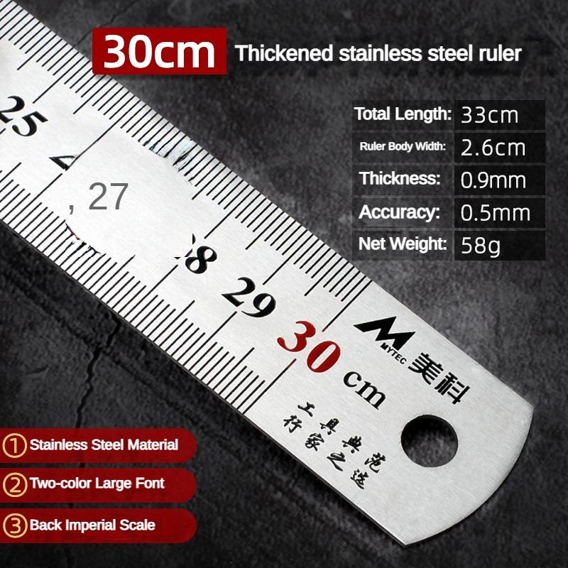 15cm/20cm/30cm/50cm Stainless Straight Ruler Steel Double Side Centimeter Inches Scale Metric Ruler Tool School Supplies Rulers
