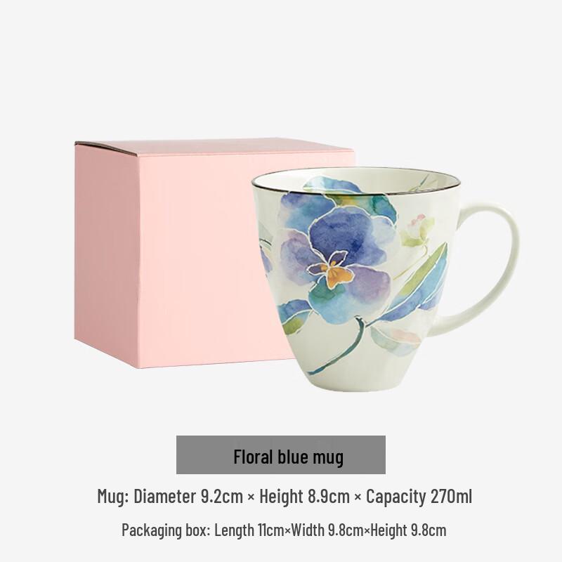 Floral Blue Ceramic Mug