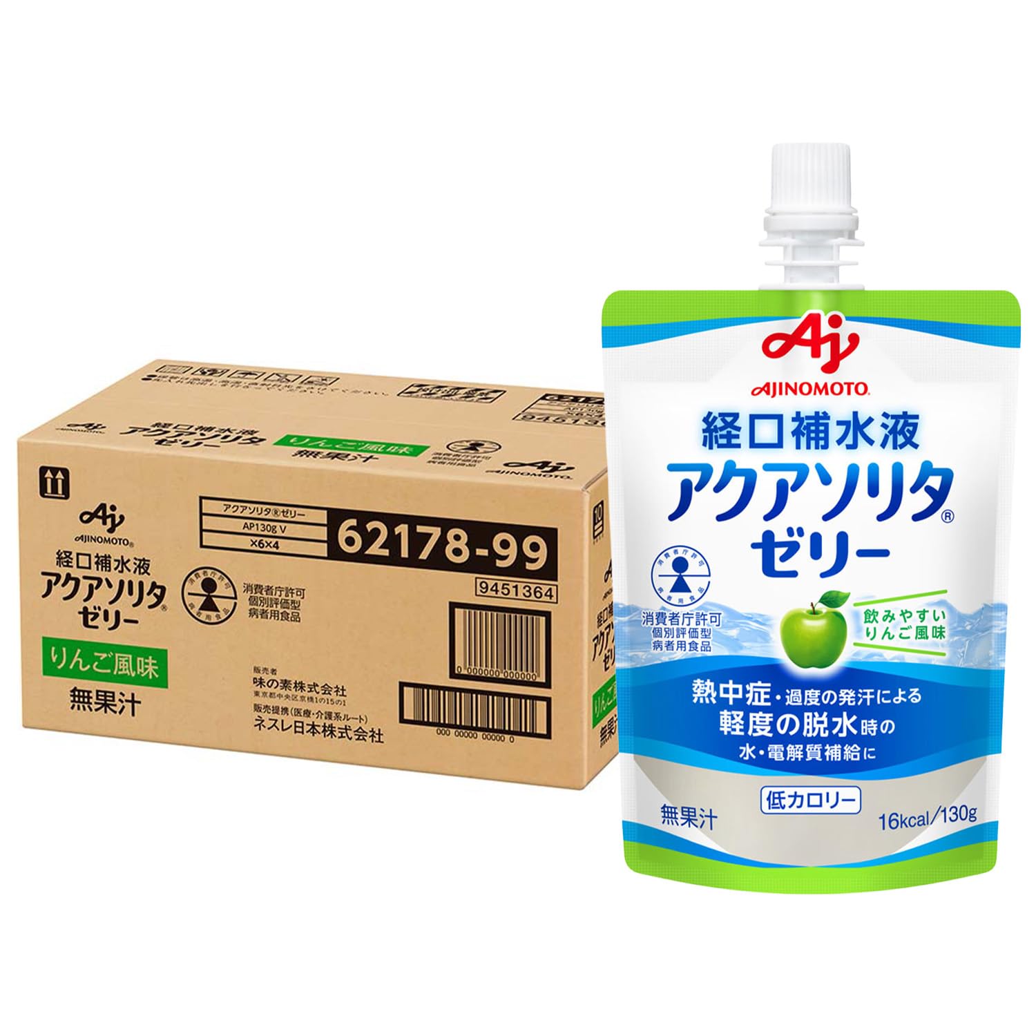 

Aquasolita Ajinomoto Желе для пероральной регидратации со вкусом яблока 130 г x 24 штуки Добавка воды и электролитов [Продажа упаковкой]