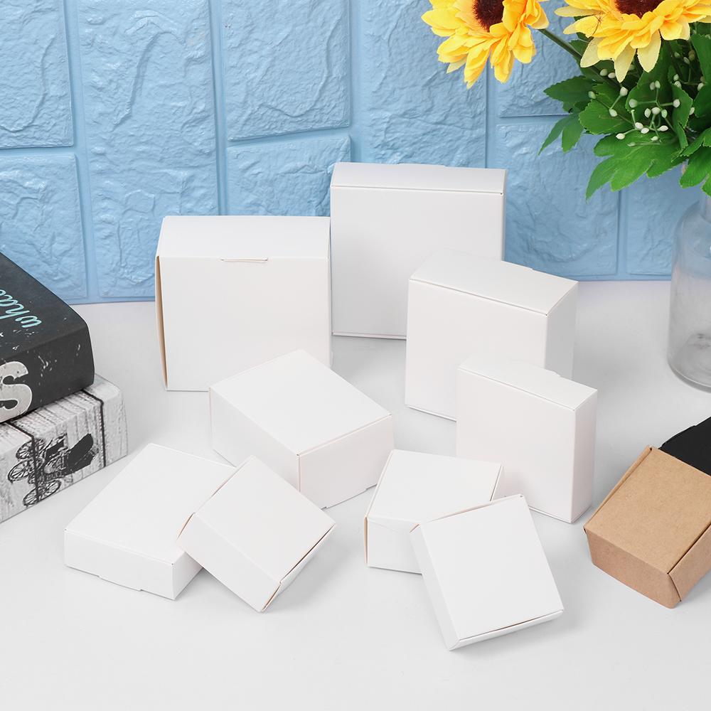 10Pcs Kraft Paper Box Cardboard Package Box Handmade Candy Box Jewelry Storage Box Gift Box Wedding Event Party Supplies Brown