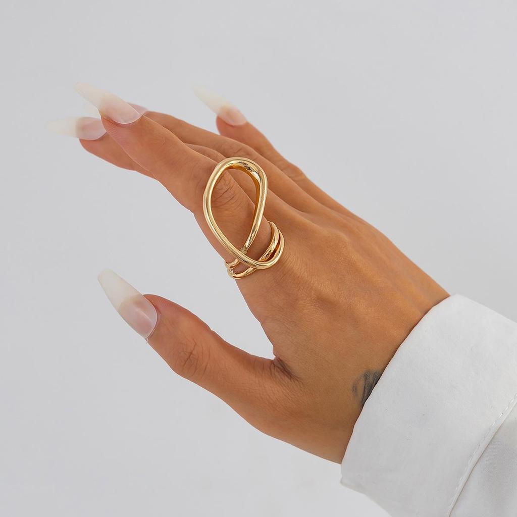 European & American Exaggerated Leaf Open Bracelet - Unique Smooth Irregular Stripes