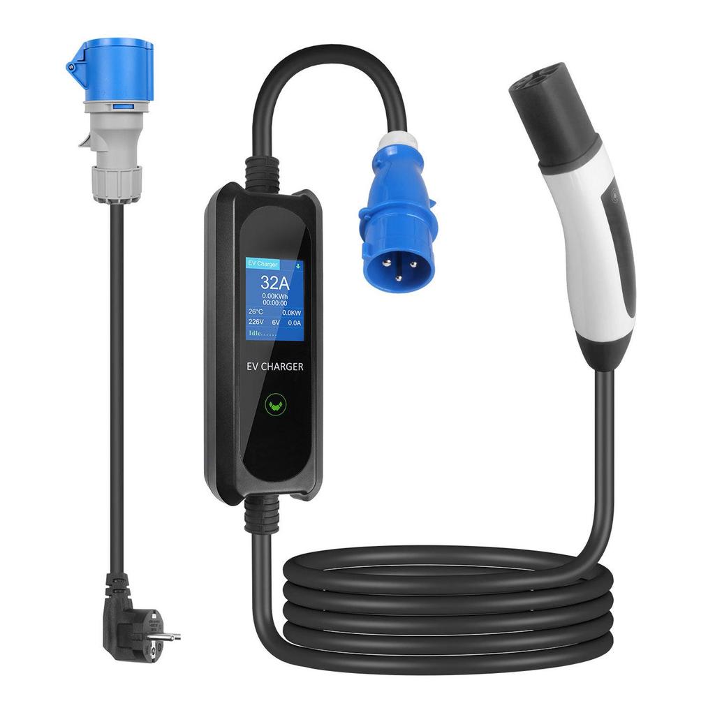 Tesla Portable EV Charging Gun with Large Display & Multi-Gear Current Switching