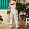 Women's Jumpsuit Print Casual Loose Vintage Shoulder Strap Cotton Linen