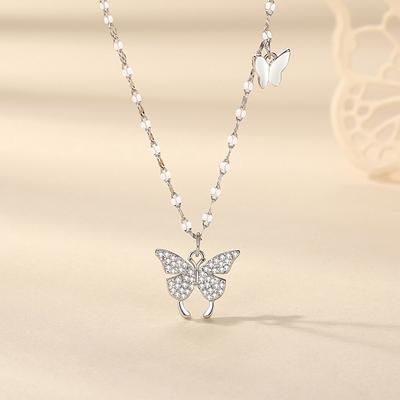 Butterfly Necklace for Women, Trendy and Personalized Versatile Kiss Lip Chain Clavicle Chain Neck Chain