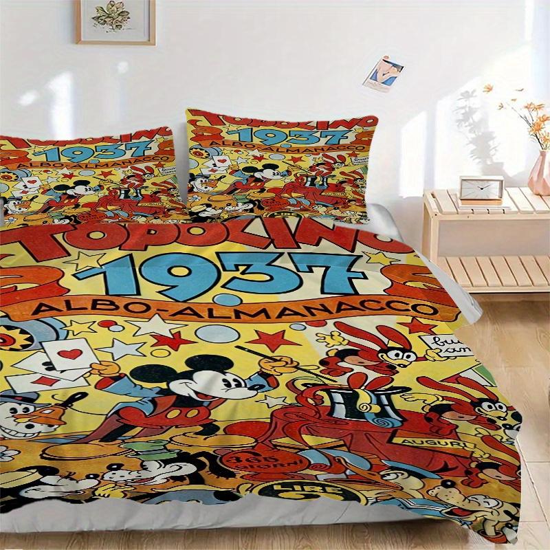 

3pcs Mickey Disney Design Bedding Set - Includes Quilt Cover and Pillowcases, Suitable for All Seasons, Machine Washable - Ideal Gift for Family 135x200cm