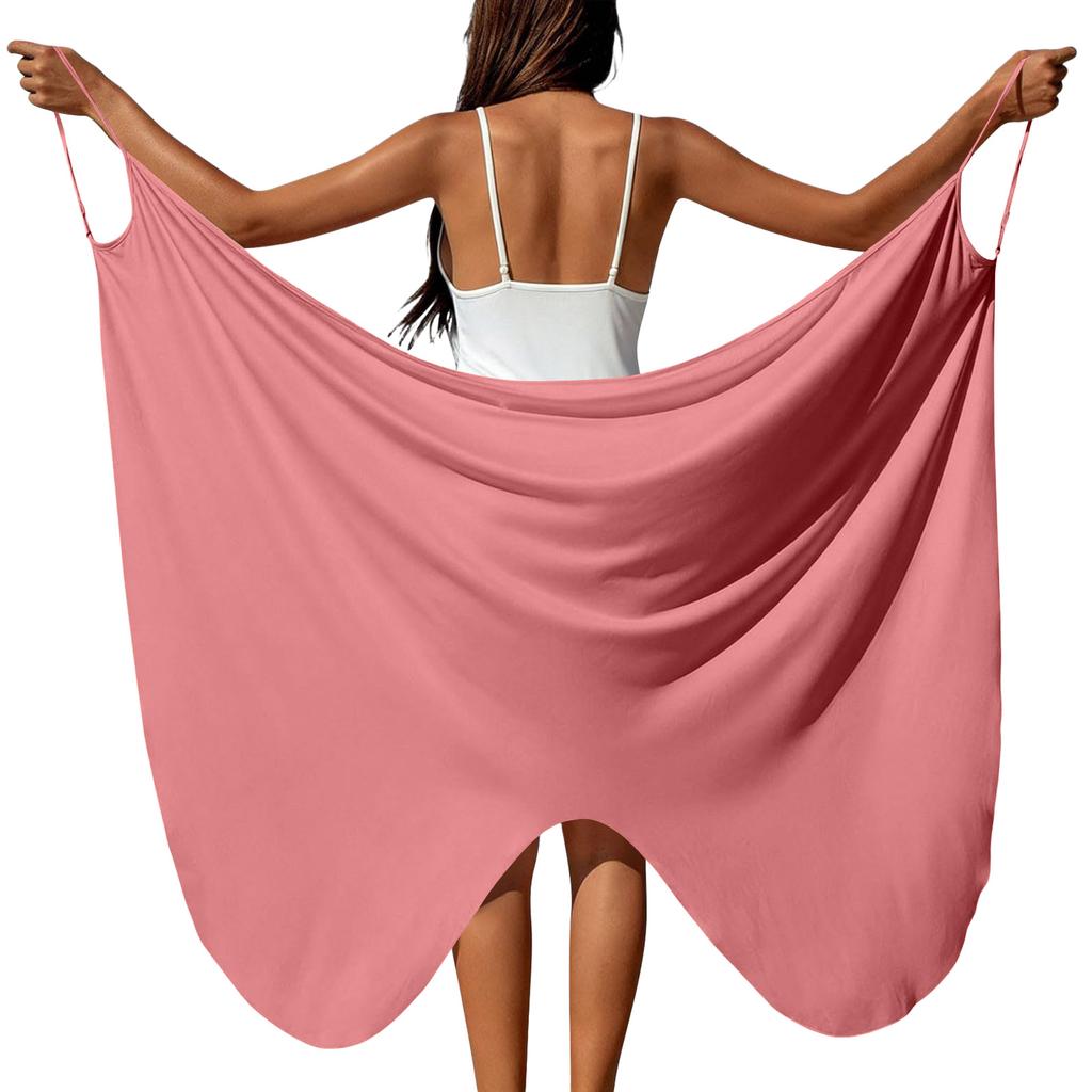 Women's Solid Beach Cover Up Cross Strap Wrap Dress for Swimsuit Lightweight Bathing Suit Outerwear for Vacation Resort