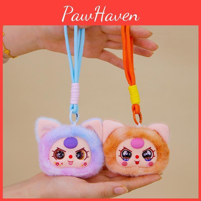 Head Cat Cute Plush Keychain Toy Children Backpack Decoration Festival Gifts