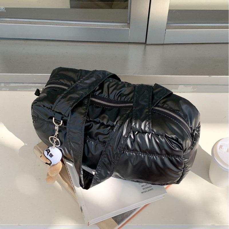 Autumn and winter silver bag car line padded commuter bag solid color fashionable versatile large capacity portable shoulder bag women
