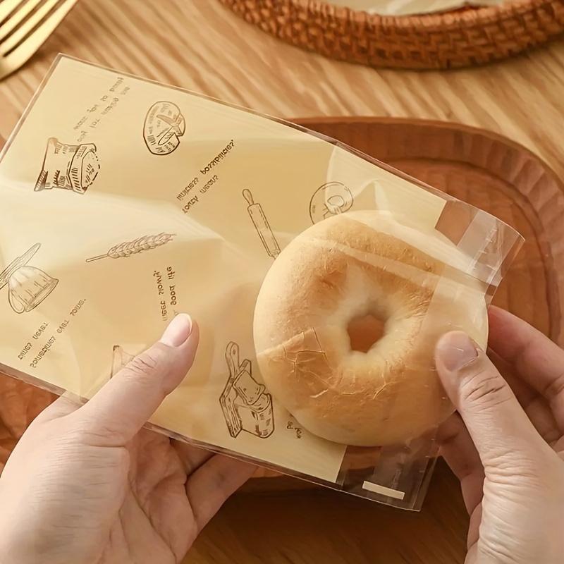 50 Stück Selbstklebende Versiegelungs-Brotbeutel Back-Lebensmittelverpackungsbeutel für Croissants, Kekse, Plätzchen, Sandwiches, Gebäck, Küche