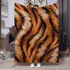 Tiger Stripe Fur Pattern Blanket, 120-230cm, Creative Themed Design, Thickened, Ultra-Soft Flannel Material, 2026 Trendy Ins-Sty