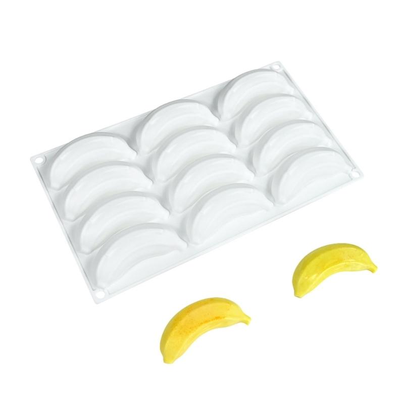Stampi in Silicone a Forma di Banana per Mousse, Torta, Cioccolato, Gelato per Cottura e Preparazione di Dolci Design Flessibile Antiaderente