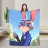 Anime Zootopia Cartoon Flannel Blanket  Super Soft Throw Blanket for Bedroom Airplane Travel Fashion Bedspread Sofa Bed Cover