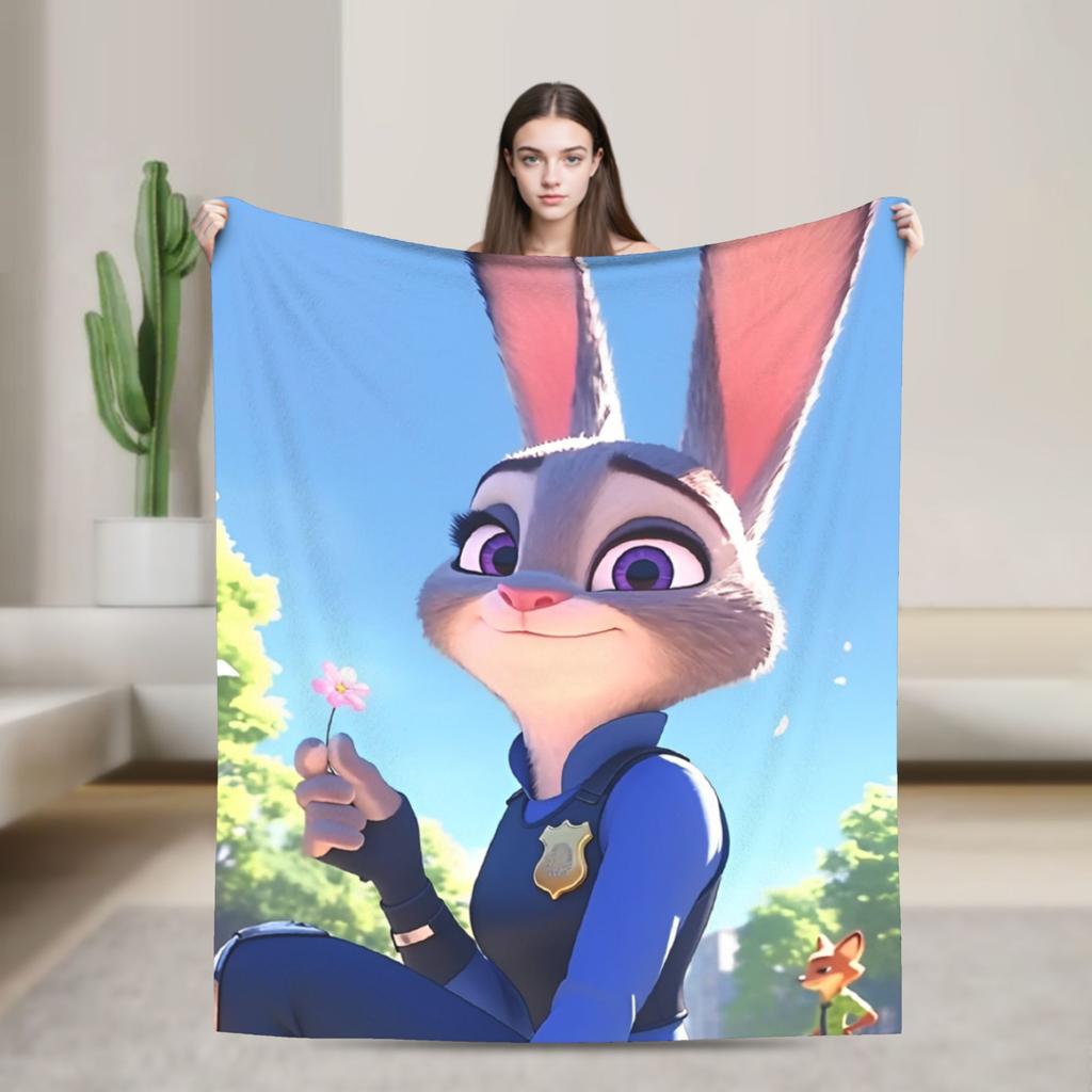 Anime Zootopia Cartoon Flannel Blanket Super Soft Throw Blanket for Bedroom Airplane Travel Fashion Bedspread Sofa Bed Cover