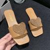 Fashion Sweet Rhinestone Heart Slides Women, Beige Casual Daily Sandals, CSDXY Brand Fashion Footwear